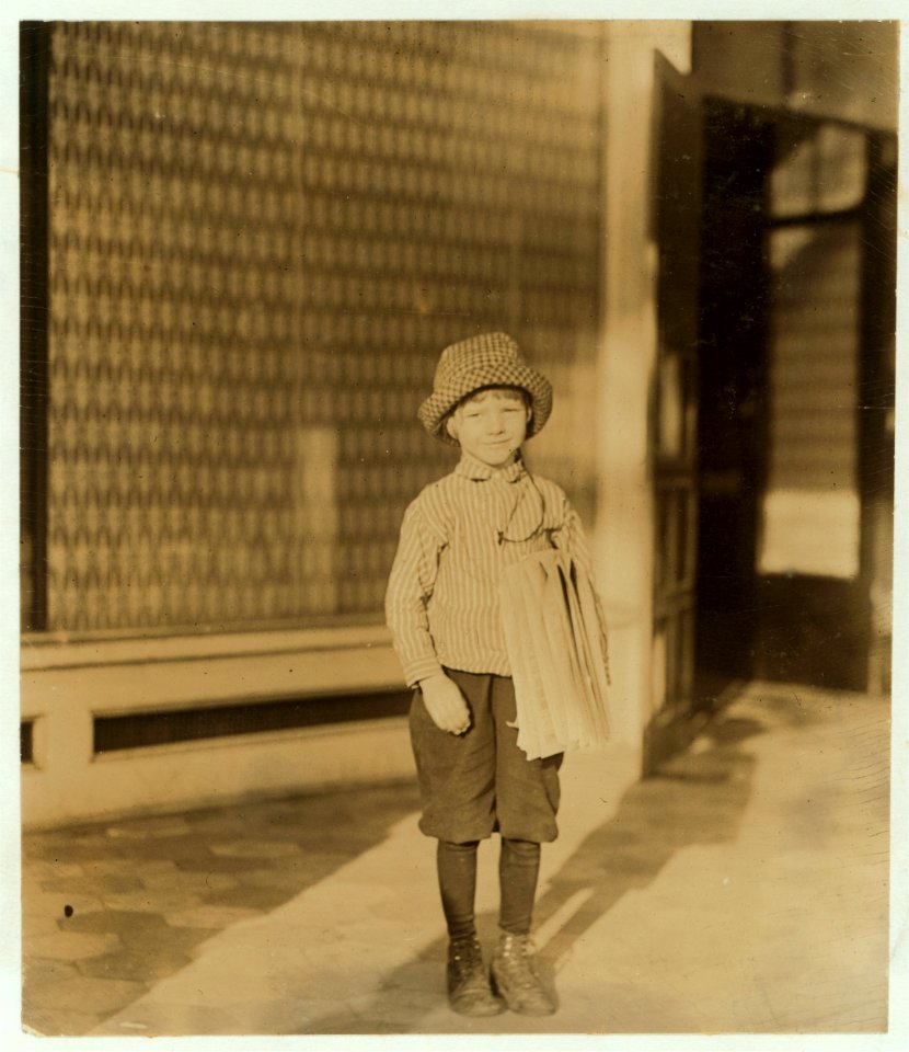 6 year old Leslie Cooper. Sells with 10 year old brother Eric. Found 7 A.M. Sunday. Started at 5 P.M. Starts 6 A.M. week days. Doesn't go to school. Works the begging dodge. LOC nclc.03857