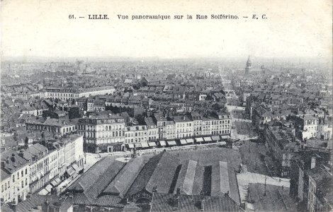 61. — Lille. Vue panoramique sur la Rue Solférino. – E. C. - vº