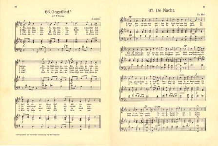 66 Oogstlied, pagina 86 & 67 De Nacht, pagina 87