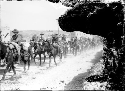 6th Australian light-horse regiment leaving Jerusalem for demobilisation camp. Oct. 12th, 1918 LOC matpc.08118