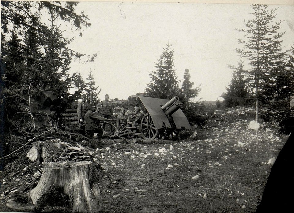 7,5 cm Geb. Haubitze auf Cost alta. Aufgenommen im Mai 1916. (BildID 15533930)