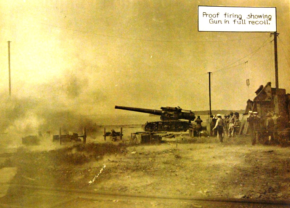 7-inch Tractor Mount Mark V, proof firing, showing gun in full recoil (18317083590)