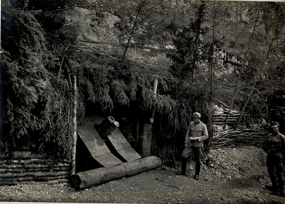 7.5 cm Gebirgshaubitze bei Gschwendt. Aufgenommen im Mai 1916. (BildID 15533972)