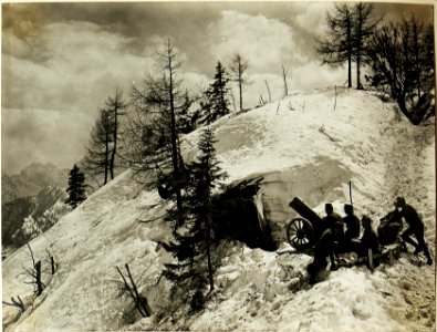 7.5cm M.15 Geb.Geschütz am Lerchenriegel (kl.Malurch.) (4-5.1917.) (BildID 15500365)