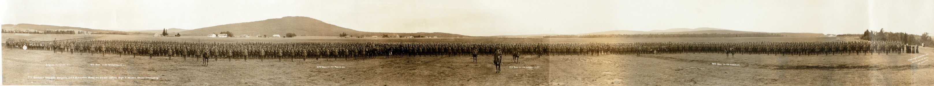 7th Overseas Infantry Brigade, CEF, Valcartier Camp, October 8, 1915, Brigade composed of 41st, 57th, 55th, 40th Battalions (HS85-10-30958)
