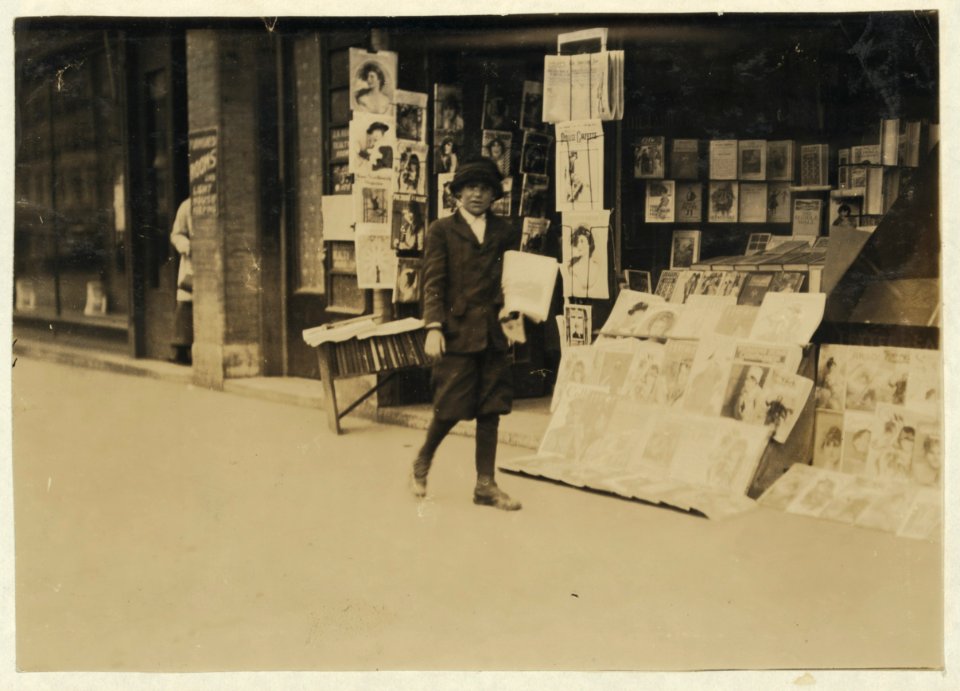 8-year-old truant newsboy, who didn't know his name nor where he lived. Said he had just had the measles. Photographed during school hours. LOC nclc.04030