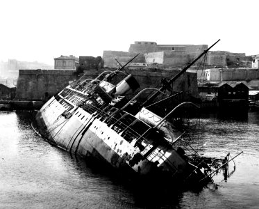 80-G-364055 Destruction to the harbor and installations at Marseille, France