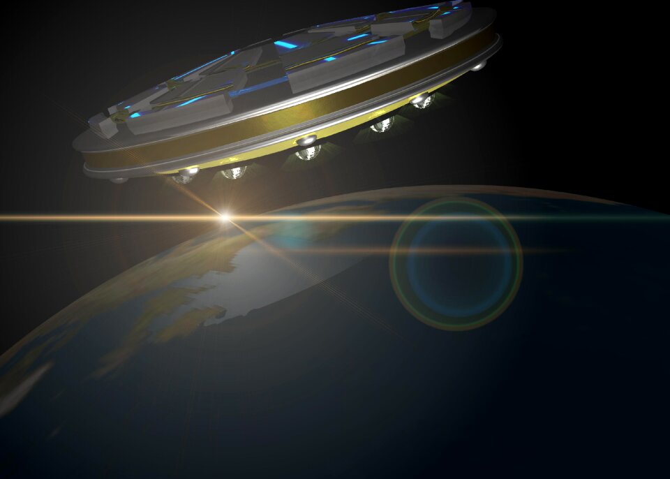 Science fiction spaceship forward
