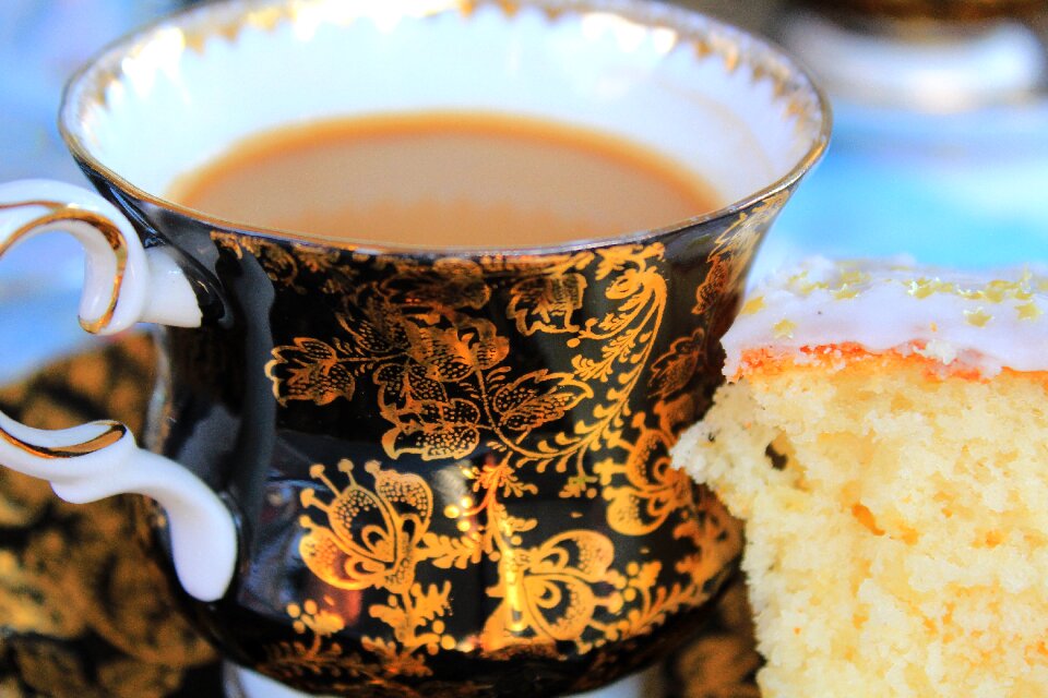 Coffee cake tea cup