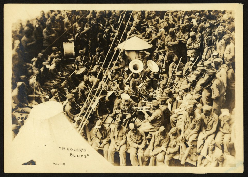 803rd Pioneer Infantry Battalion on the U.S.S. Philippine (troop ship), from Brest harbor, France, July 18, 1919). no. 14, Bugler's blues LCCN2010651610