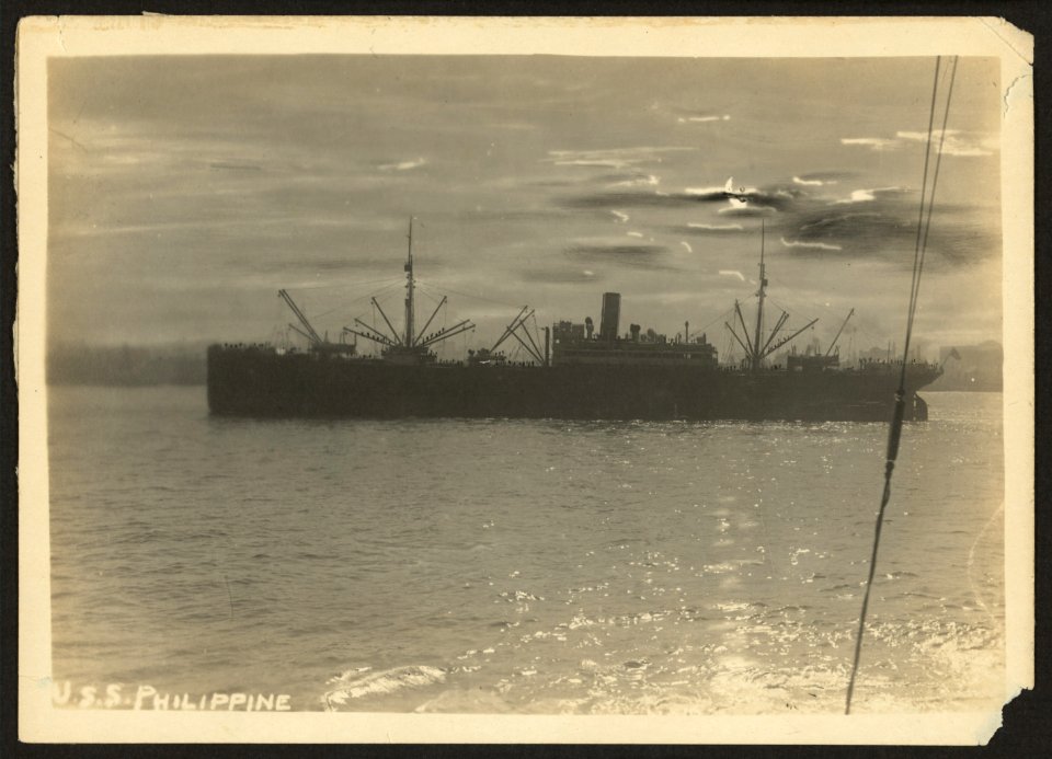 803rd Pioneer Infantry Battalion on the U.S.S. Philippine (troop ship) from Brest harbor, France, July 18, 1919). U.S.S. Philippine LCCN2010651616