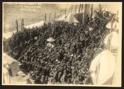 803rd Pioneer Infantry Battalion on the U.S.S. Philippine (troop ship), from Brest harbor, France, July 18, 1919) no. 15, Part of 4000 troops on U.S.S. Philippine LCCN2010651618
