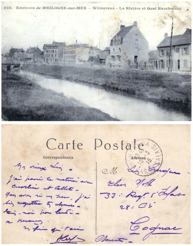 828. Environs de Boulogne-sur-Mer — Wimereux - La Rivière (le Wimereux) et le Quai Hazebrouck
