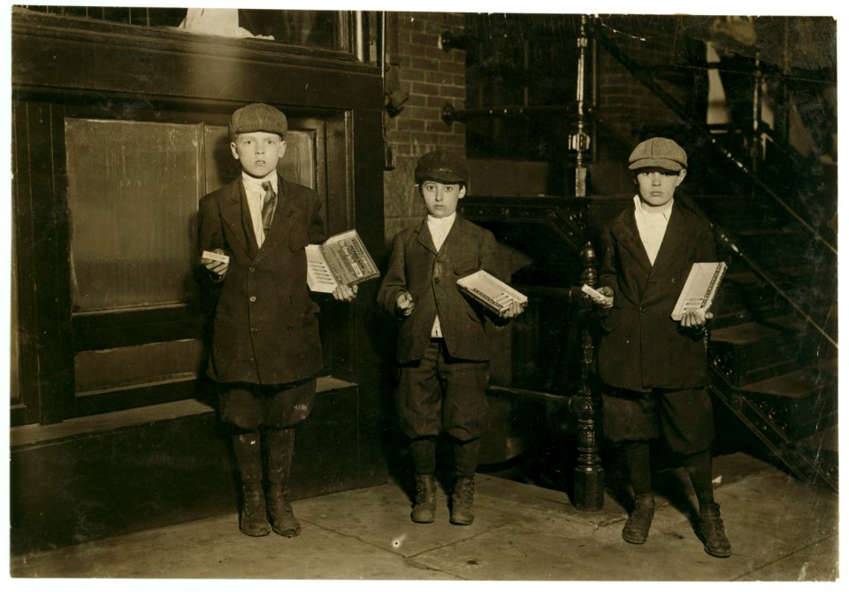 9 P.M. Gum vendors still selling, near the National Theatre. Eli Marks, 505 4 1-2 St. S.W., (8 yrs. old, makes 25 cents a night.) Morris Marks, 10 yrs. old makes 50 cents a night. Harvey LOC nclc.03752