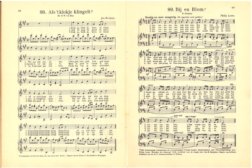 88 Als 't klokje klingelt, pagina 116 & 89 Bij en Blom, pagina 117
