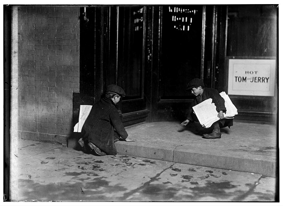 9-00 P.M. Bridgeport, Conn. These boys 8 and 10 years old, had been pitching pennies all evening. After 9 P.M. I saw the little one going into saloons with a big bunch of papers and a LOC nclc.05411