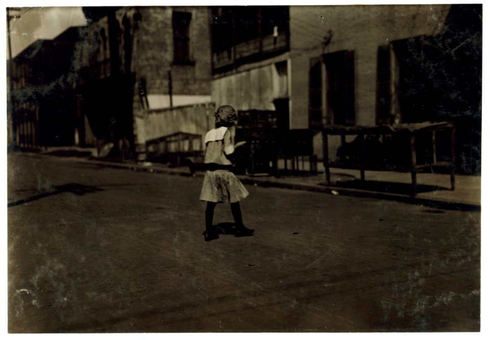 9 year old cash girl in Gafer Department store. At first glance the home conditions with a one-armed father and several children in the family would indicate that her small wages were LOC nclc.04969