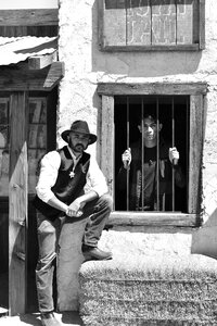 Wild west black and white photo