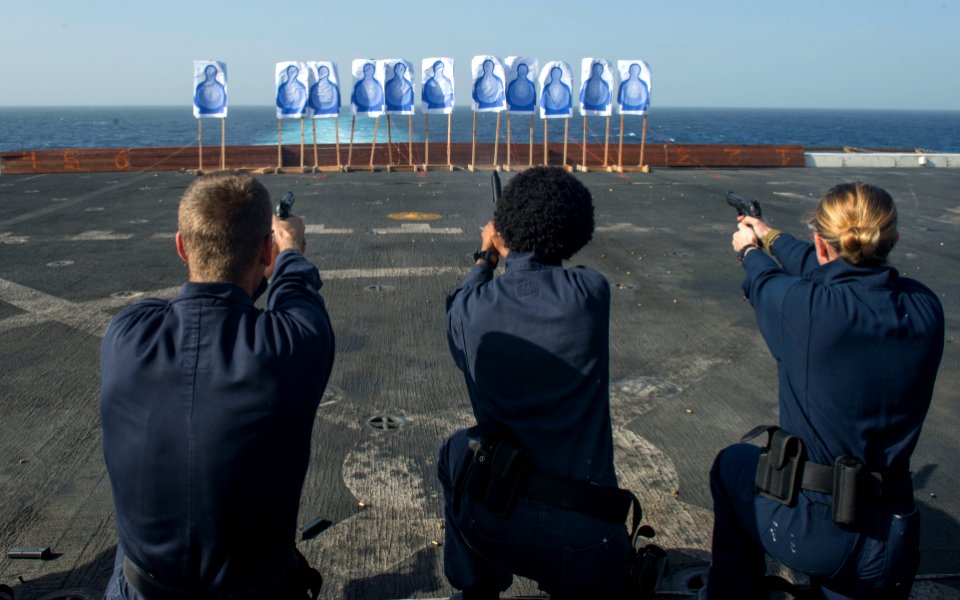 9mm handgun live-fire exercise 150120-N-IK388-056