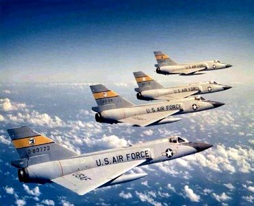 94th Fighter-Interceptor Squadron F-106 Delta Darts Four-Ship Formation