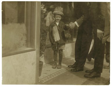 A 'drunk' buying the stock of a 6 year old newsboy. See California report. LOC nclc.03961
