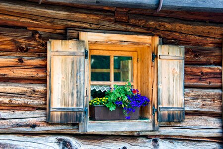 Timber façade weathered decoration photo