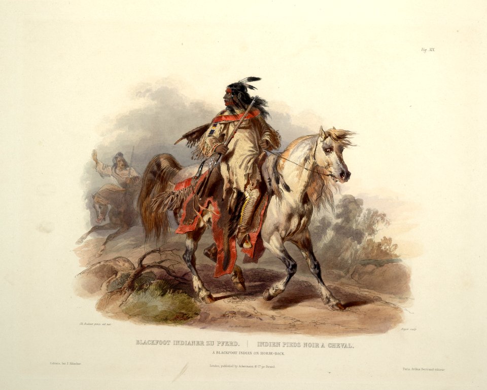 A Blackfoot indian on horseback 0019v