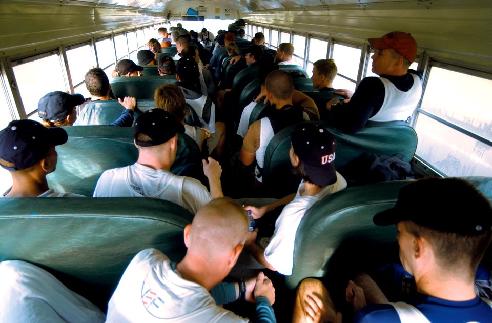A bus full of USN tri-athletes