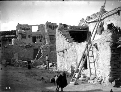 A corner in the plaza of Mishongnovi (Mashognavi), Arizona, ca.1898 (CHS-4610)