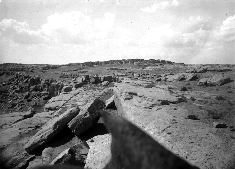 A distant view in the Hopi pueblo of Oraibi from the southwest, Arizona, ca.1898 (CHS-4594)