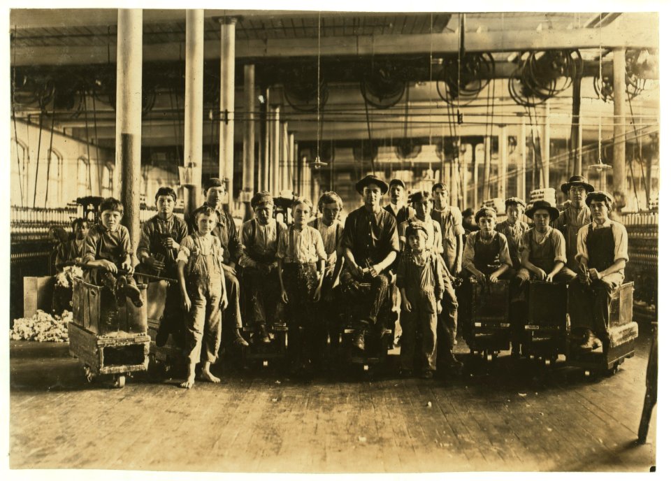 A few of the doffers and sweepers in the Mollahan Mills. Witness Sara R. Hine. Dec. 3, 1908. LOC cph.3a46027
