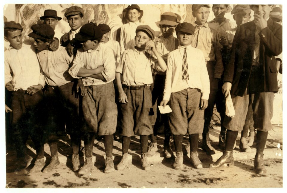 A few of the San Antonio messengers. See Hine report on messenger service of Texas. Edgar Barnes is one of the smallest in front row. The messengers and their contact with the Red Light LOC nclc.03873