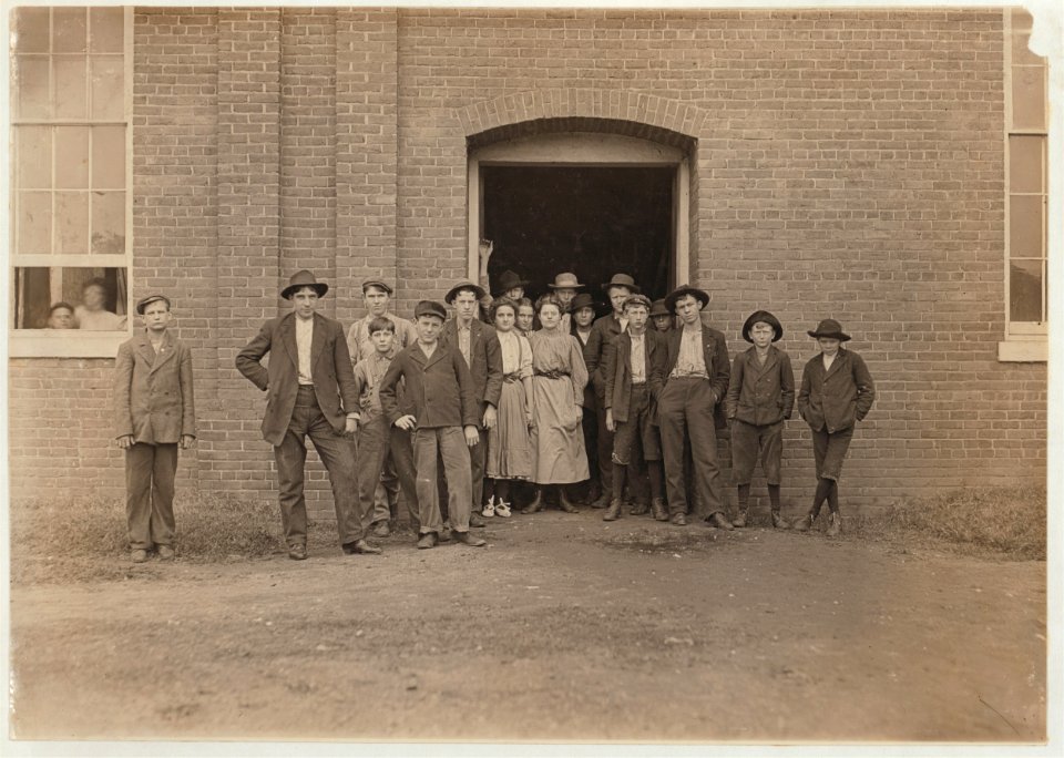 A few of the youngsters in King Mfg. Co., Augusta, Ga. Taken at noon, Jan. 14, 1909. A party of us under the guidance of the Vice President had been shown through the mill but no evidences LOC nclc.01593