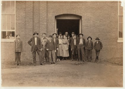A few of the youngsters in King Mfg. Co., Augusta, Ga. Taken at noon, Jan. 14, 1909. A party of us under the guidance of the Vice President had been shown through the mill but no evidences LOC nclc.01593