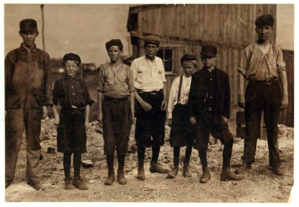 A few of the young boys working on the night shift at the Alexandria (Va.) Glass Factory. See also photos and labels 2260 to 2271. LOC nclc.01298