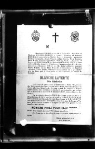 ArCJ - Faire-part mortuaire « Blanche La Verte » - 137 J 98 b