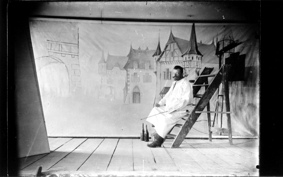 ArCJ - Peinture travaillée dans l'atelier de l'artiste Courvoisier - 137 J 371 b