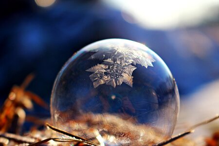 Ice crystal spherical ball photo