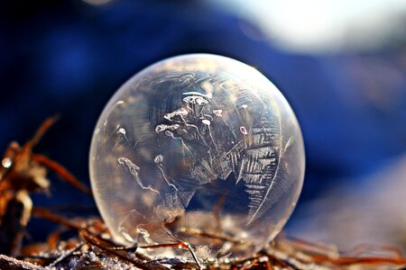Soap bubble crystalline frozen photo