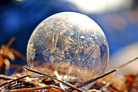Frozen bubble ice crystal winter