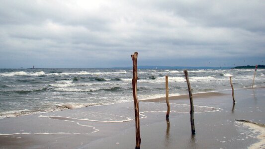 Beach a strong wind the baltic sea