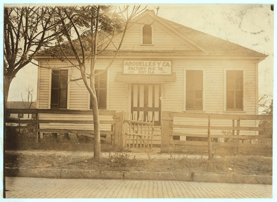Arguelles Factory, Tampa, Fla. Not running to-day. Said to hire a good many young children as apprentices. A School Factory, advertised in papers 3 months ago, for apprentices at low prices. LOC nclc.04511