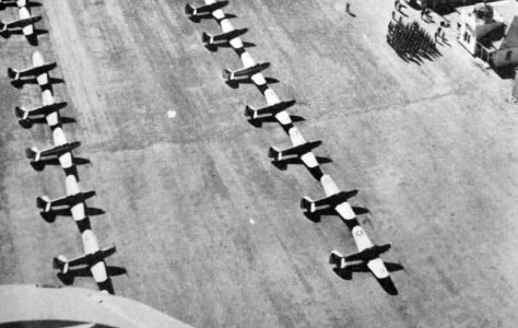 Arledge Field - Fairchild PT-19s on Parking Ramp