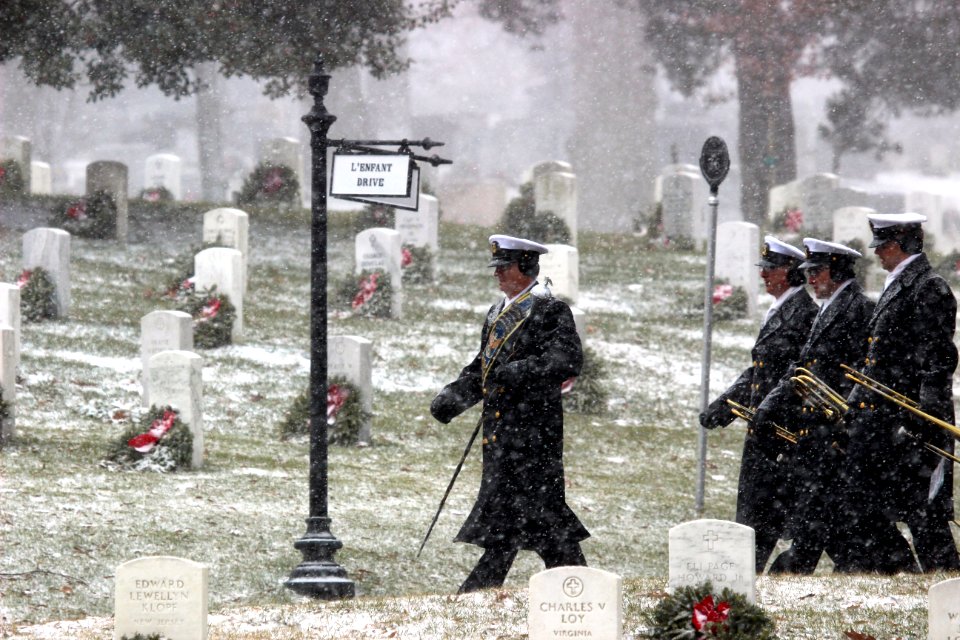 Arlington National Cemetery funeral in snow conditions (12119794696)