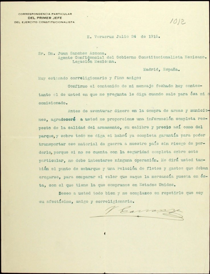 Armamento constitucionalista, respuesta de Carranza