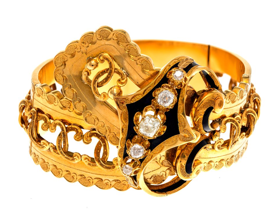 Armband av guld med briljanter och emalj, 1860-tal - Hallwylska museet - 110137