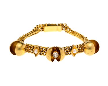 Armband av guld med ädelstenar och pärlor - Hallwylska museet - 110156 photo