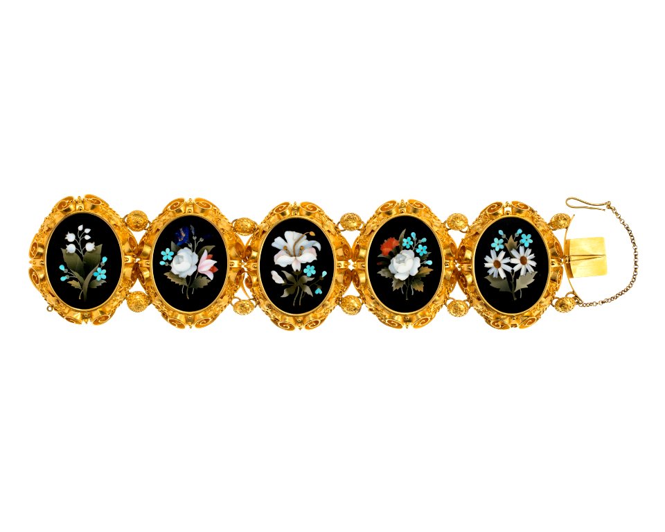 Armband av guld och florentinsk mosaik, 1800-tal - Hallwylska museet - 109979