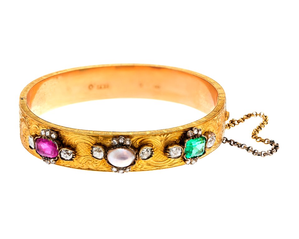 Armband av guld med ädelstenar och pärla, 1897 - Hallwylska museet - 110128