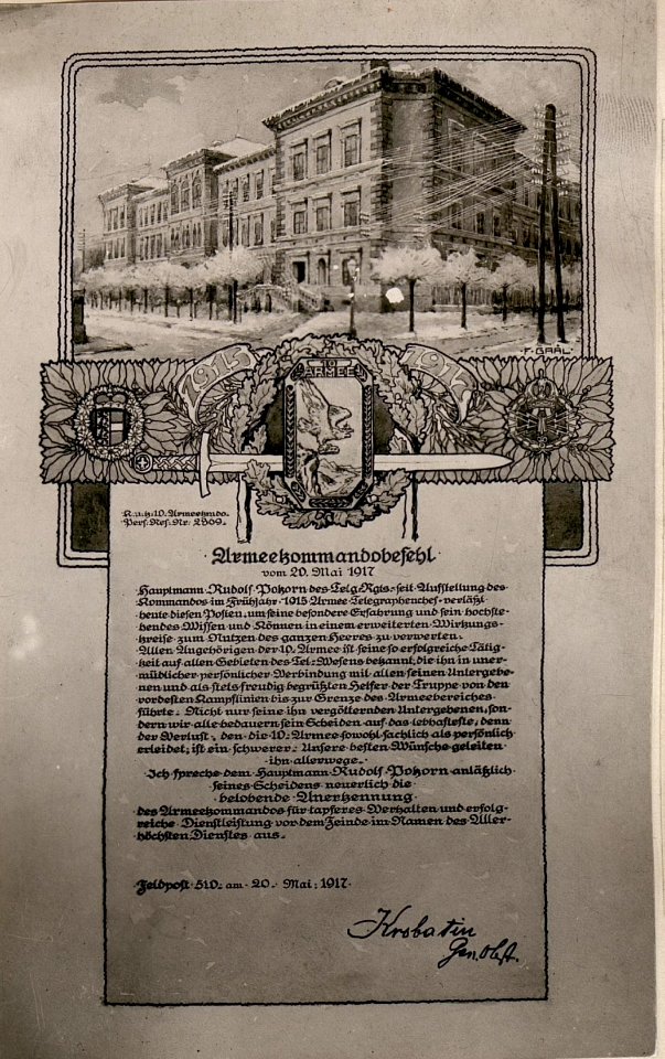 Armeekommandobefehl für Herrn Pokorn. gezeichnet v.Lt.Franz Gaal. (7-6.1917.) (BildID 15798999)